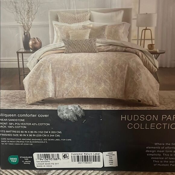 Hudson Park Collection Linear Sandstone Duvet Cover, NWT, Size Full-Queen - Picture 3 of 7